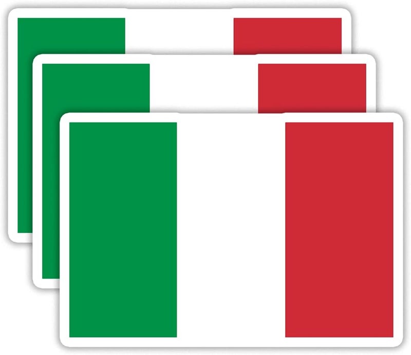 EMMACELA (3PCS) Italy Flag stickers, Countries Flag Stickers - Waterproof Vinyl Decals For Laptops, Tumblers, Water Bottles, Books, Scrapbooks, Size 3 x 2.1 Inch - Image 1